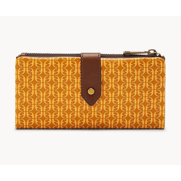 New Fossil Lainie Tab Clutch Wallet Mustard - Picture 1 of 3